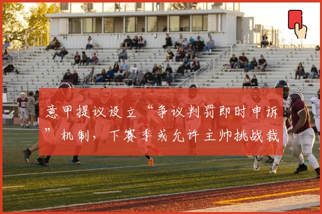 意甲提议设立“争议判罚即时申诉”机制，下赛季或允许主帅挑战裁判决定